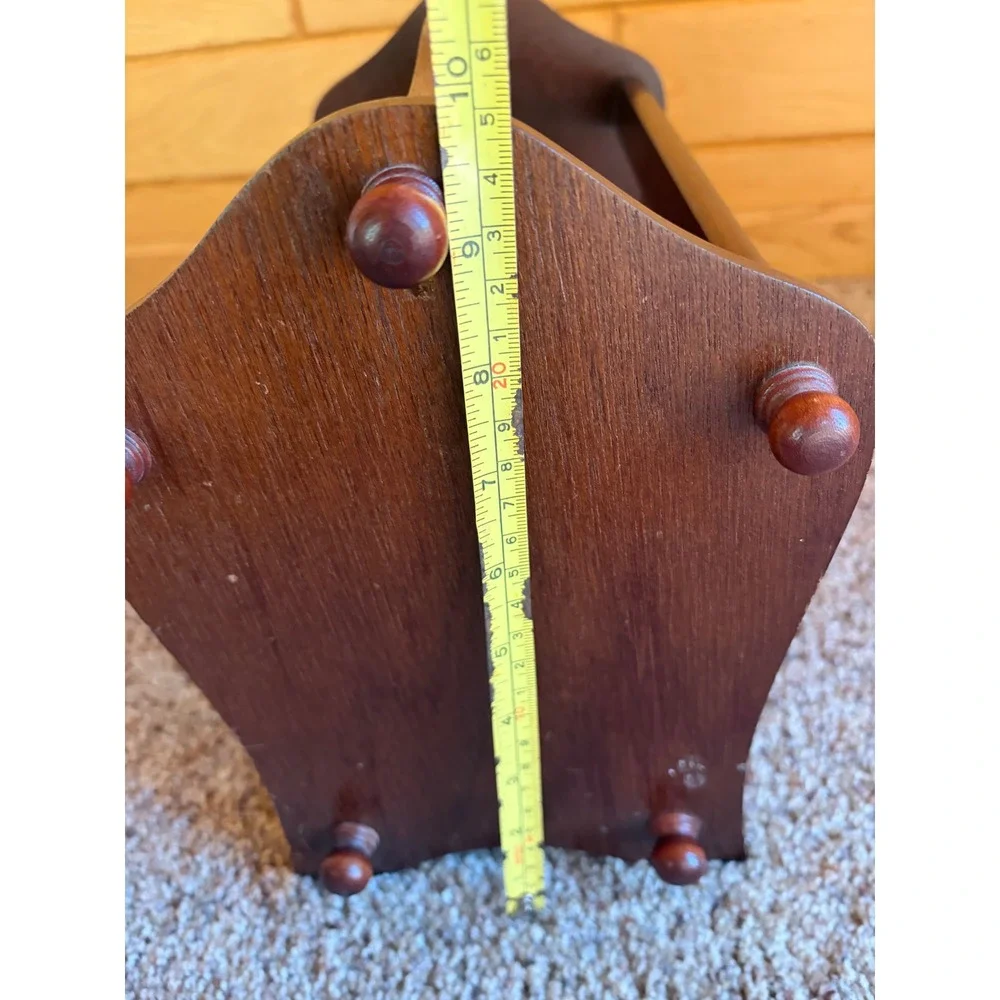 Powell Vintage Wood Magazine Rack Floor Holder Dark Brown Mid Century Style